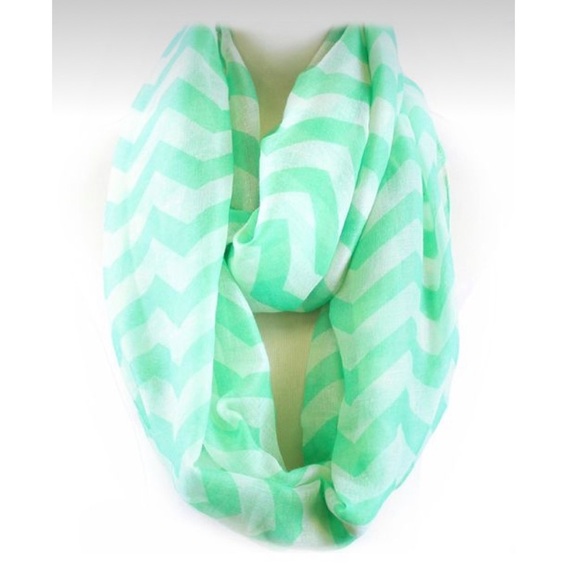 Mint Chevron Infinity Scarf - Picture 2 of 4